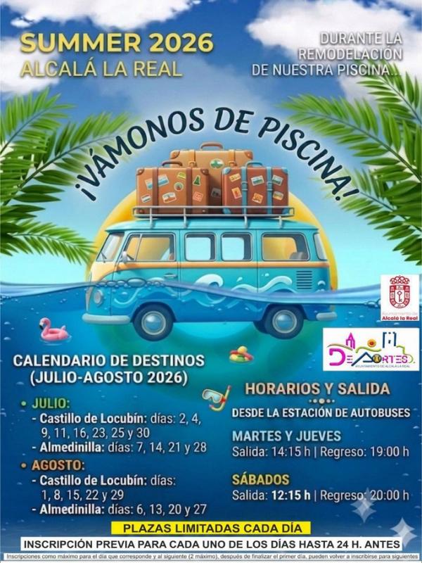 Autobús gratis a las piscinas de Almedinilla y Castillo de Locubín